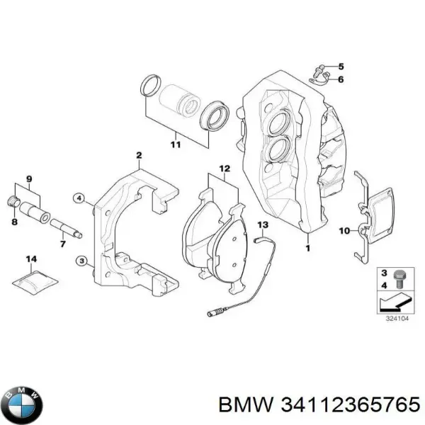 Передні тормозні колодки 34112365765 BMW
