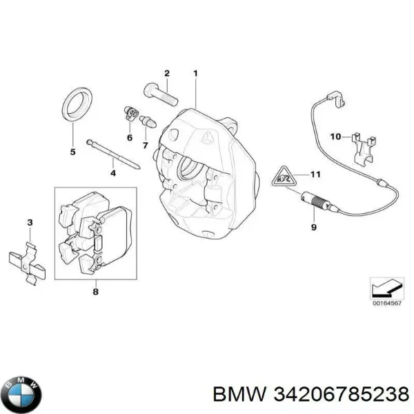 Супорт гальмівний передній лівий 34206785238 BMW