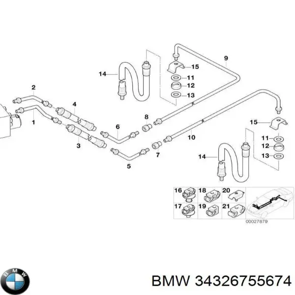 Трубка гальмівна, задня, права 34326755674 BMW