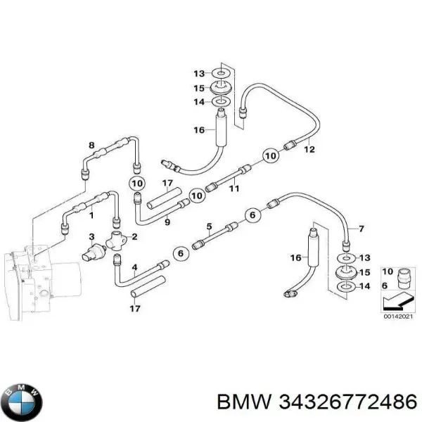 Шланг гальмівний задній, правий 34326760882 BMW