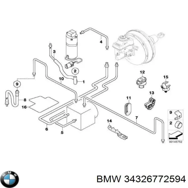 Шланг гальмівний задній, правий 34326772594 BMW