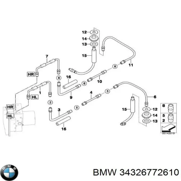 Шланг гальмівний задній, правий 34326772610 BMW