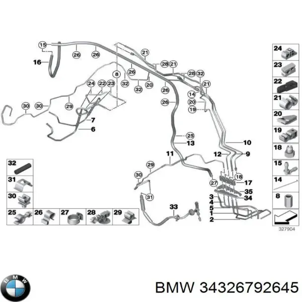 Шланг гальмівний задній, правий 34326792645 BMW