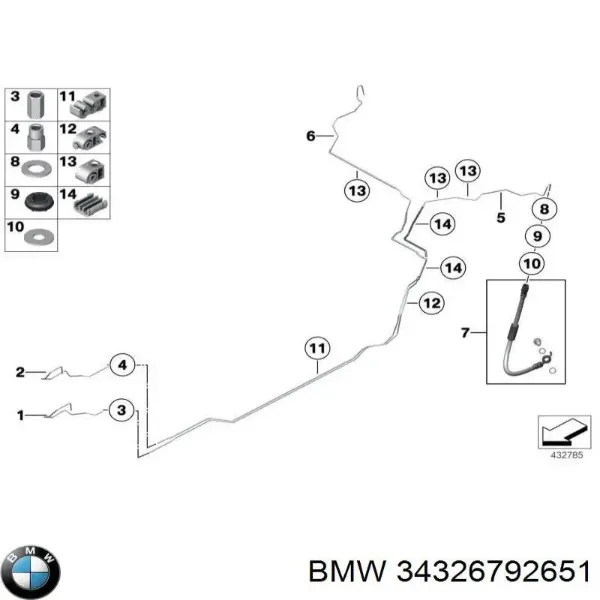 Шланг гальмівний задній, правий 34326792651 BMW