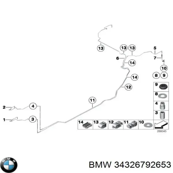 Шланг гальмівний задній, правий 34326792653 BMW