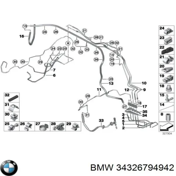 Трубка гальмівна передня права 34326794942 BMW