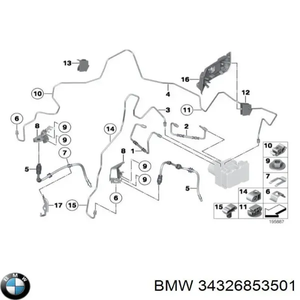Шланг гальмівний задній, правий 34326853501 BMW