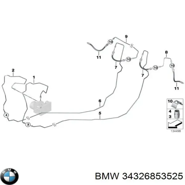 Шланг гальмівний задній, правий 34326764488 BMW