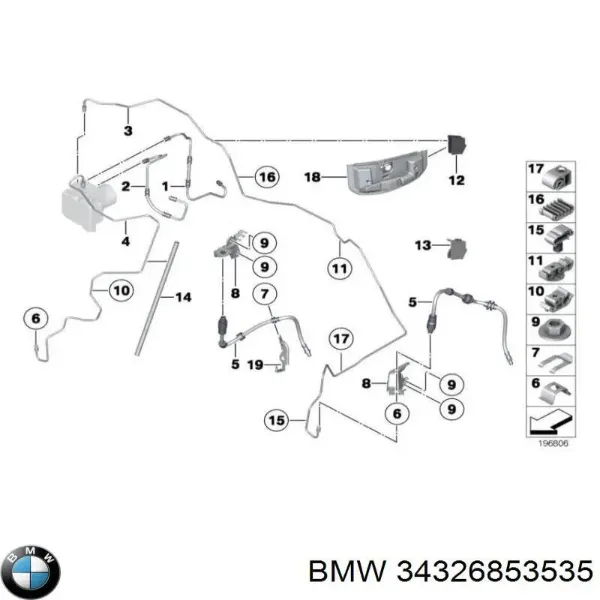 Шланг гальмівний задній, правий 34326853535 BMW