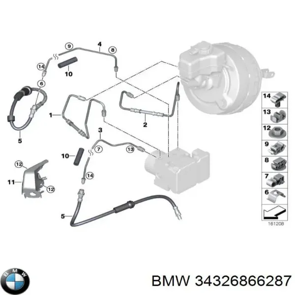 Трубка гальмівна передня права 34326866287 BMW