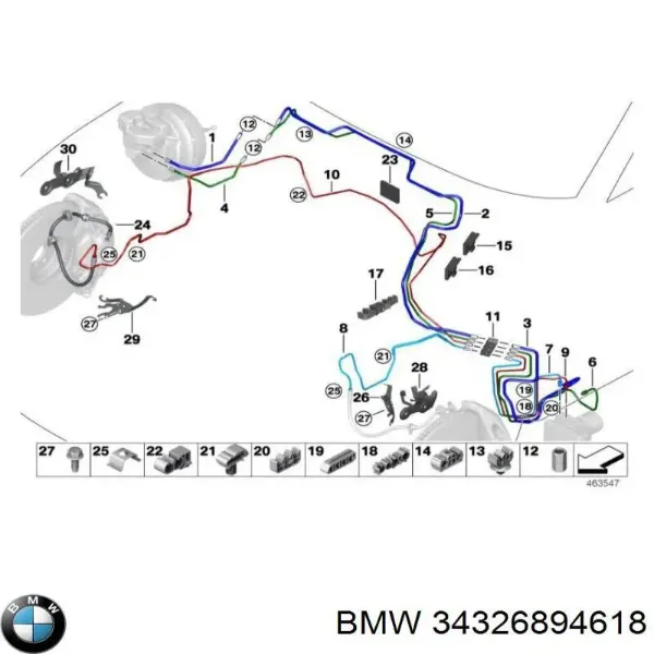 Трубка гальмівна передня права 34326894618 BMW