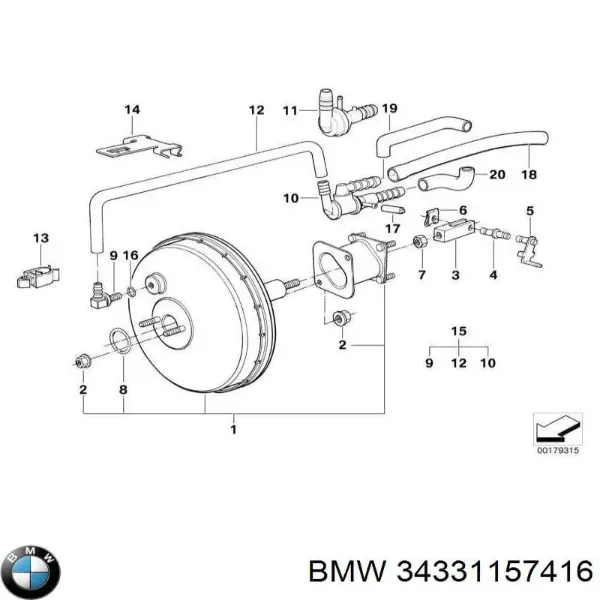 Підсилювач гальм 34331157416 BMW