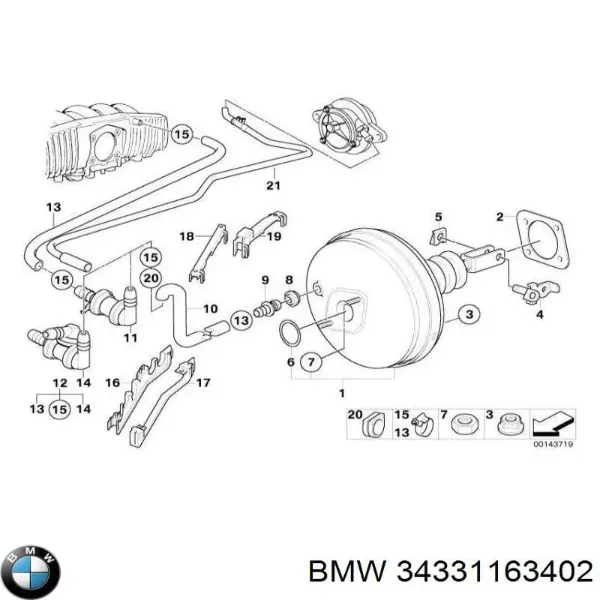 Підсилювач гальм 34331163402 BMW