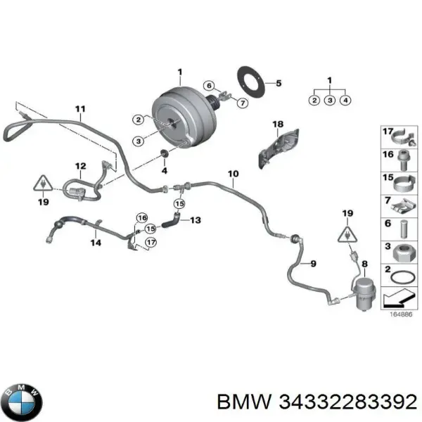 Підсилювач гальм 34332283392 BMW