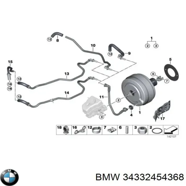 Підсилювач гальм 34332454368 BMW