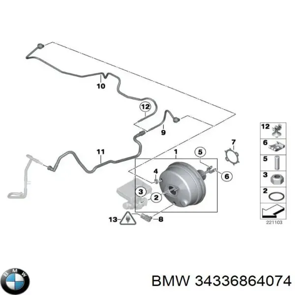 Підсилювач гальм 34336864074 BMW