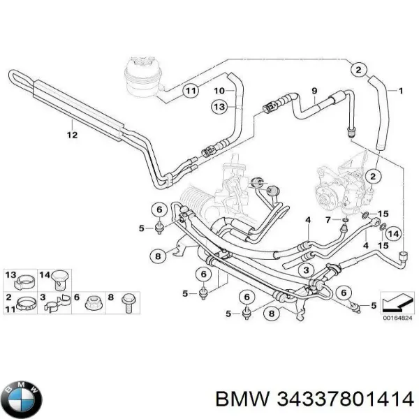 Пістон (кліп) кріплення підкрилки переднього крила 34337801414 BMW