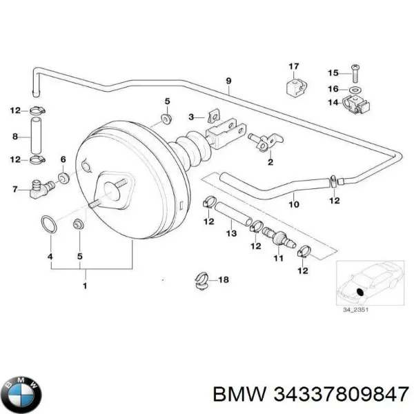 Шланг (патрубок) обігріву дросельної заслінки 34337809847 BMW