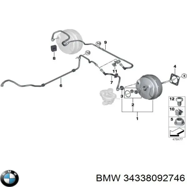 Підсилювач гальм 34338092746 BMW