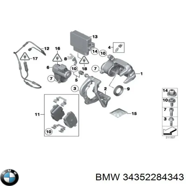 Датчик зносу гальмівних колодок, задній 34352284343 BMW