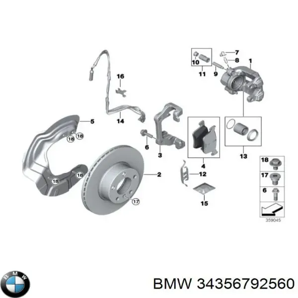 Датчик зносу гальмівних колодок, передній 34356792560 BMW