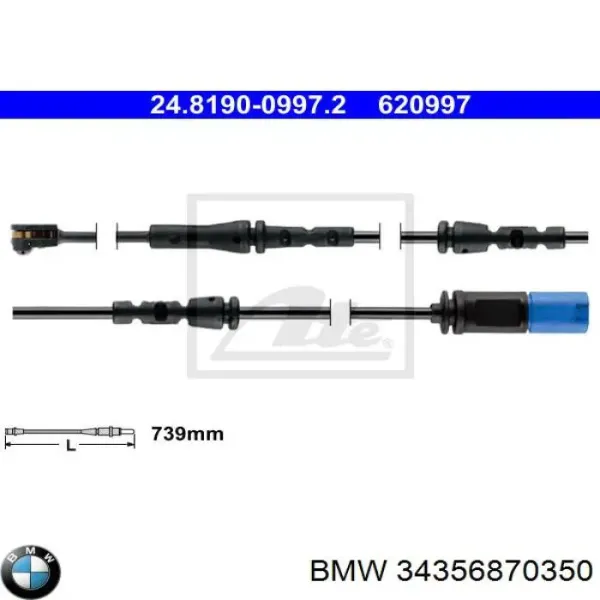 Датчик зносу гальмівних колодок, задній 34356870350 BMW