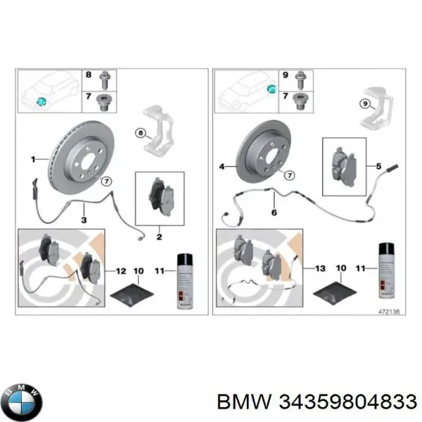 Датчик зносу гальмівних колодок, передній 34359804833 BMW
