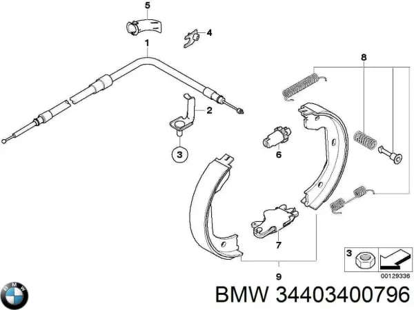 Трос ручного гальма задній, правий 34403400796 BMW