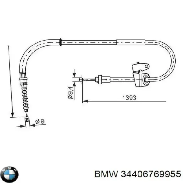 Трос ручного гальма задній, лівий 34406769955 BMW