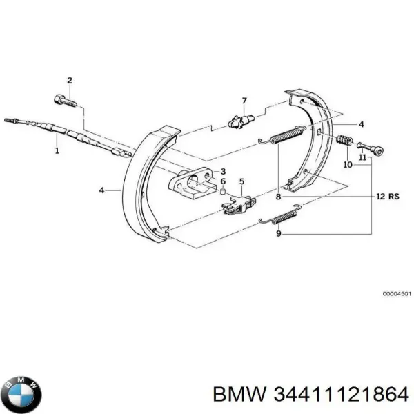 Трос ручного гальма передній 34411121864 BMW