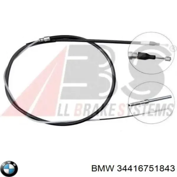 Трос ручного гальма задній, правий/лівий 34416751843 BMW
