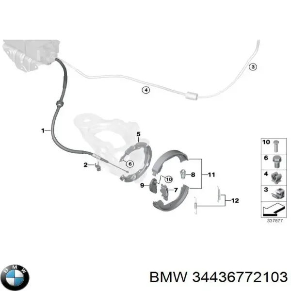Трос ручного гальма задній, лівий 34436772103 BMW