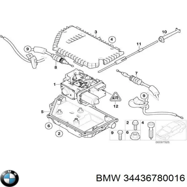 Трос ручного гальма задній, лівий 34436780016 BMW