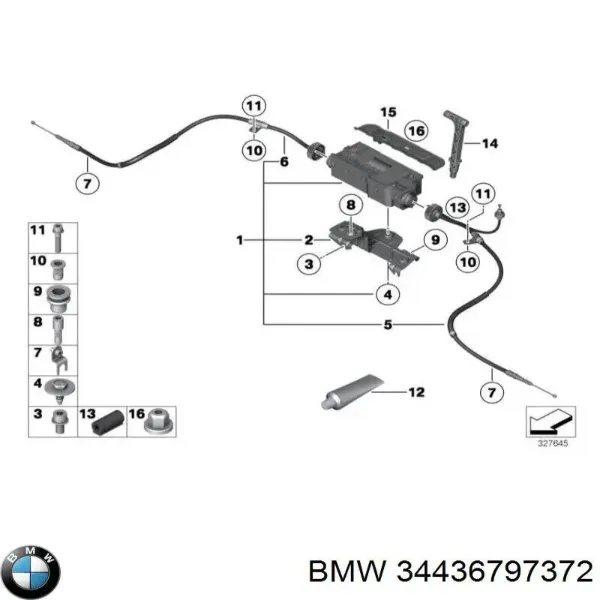 Трос ручного гальма задній, правий 34436785430 BMW