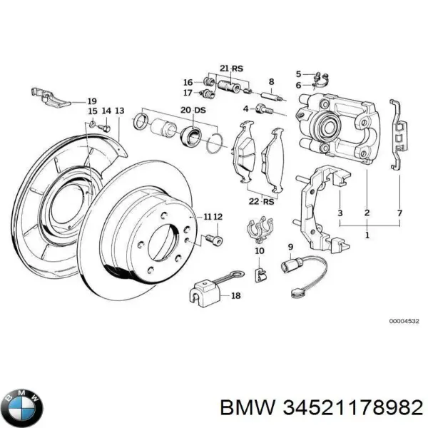 Датчик АБС (ABS) передній, правий 34521178982 BMW