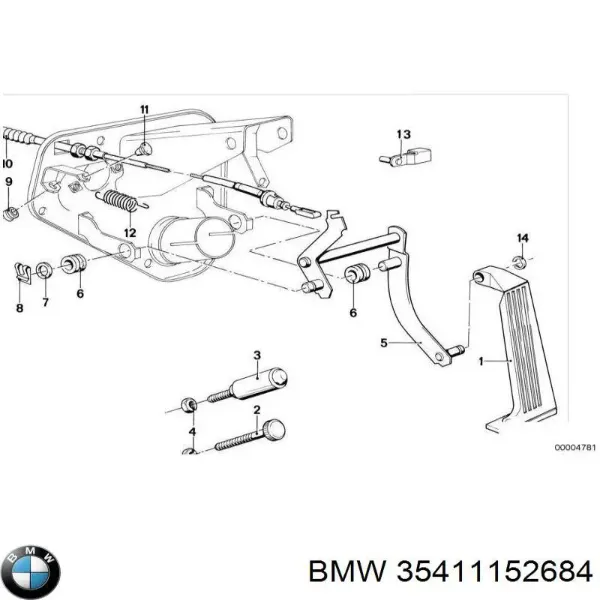Трос газу 35411152684 BMW