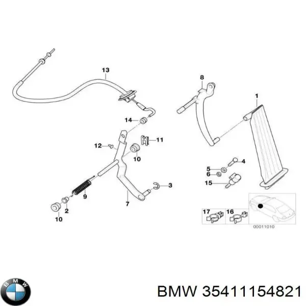 Трос газу 35411154821 BMW