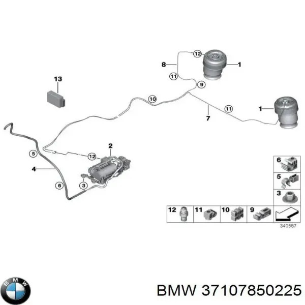 Пневмоподушка/Пневморессора моста заднього 37107850225 BMW