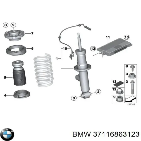 Амортизатора передній лівий 37116863123 BMW