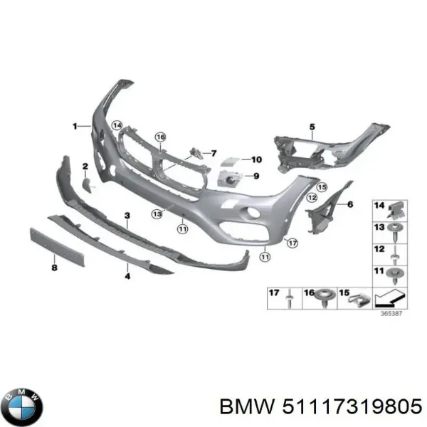 Накладка бампера переднього 51117319805 BMW
