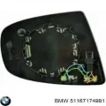 Дзеркальний елемент дзеркала заднього виду, лівого BMW 51167174981