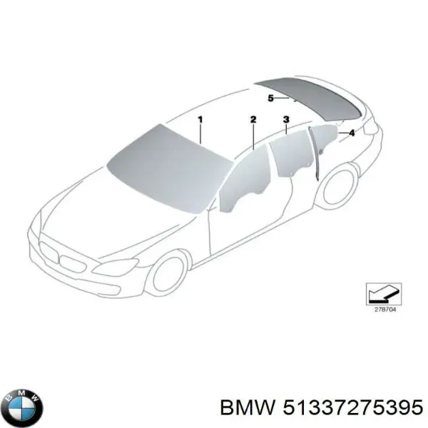 Скло передніх дверей, лівою 51337275395 BMW