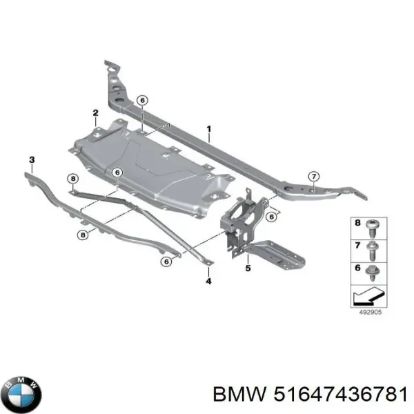 Підсилювач супорта радіатора, нижній 51647436781 BMW