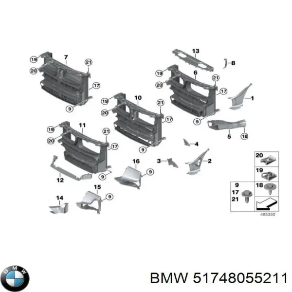 Повітропровід (дефлектор) радіатора, лівий 51748055211 BMW