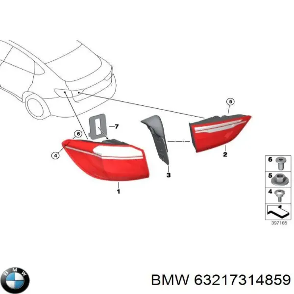 Ліхтар задній лівий, зовнішній 63217314859 BMW