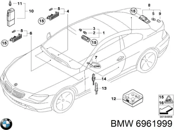 Лампа підсвічування в двері, передньої правої 6961999 BMW