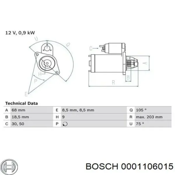 Стартер 0001106015 Bosch