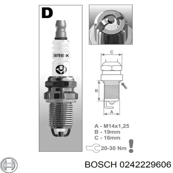 Свічки запалювання 0242229606 Bosch