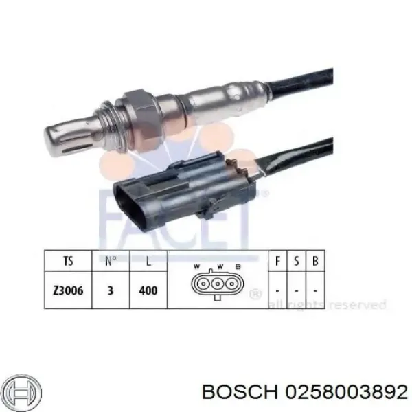 Купити 0258003892 Bosch Лямбда зонд, датчик кисню