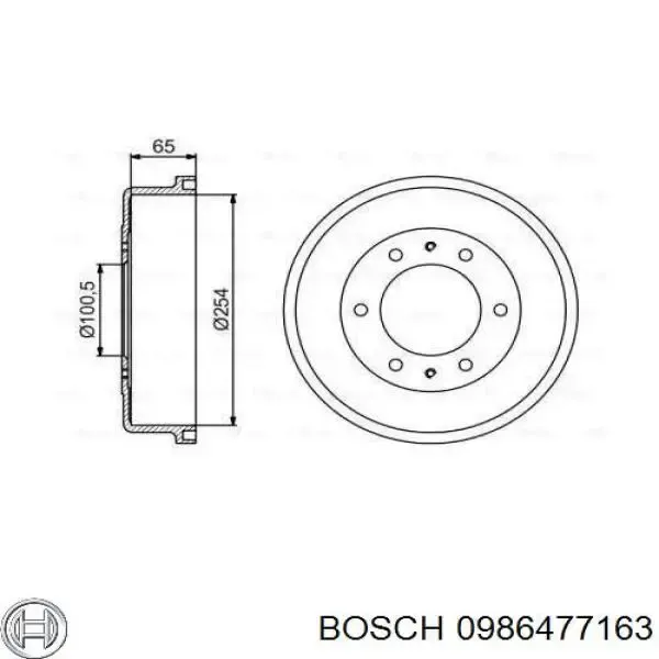 Барабан гальмівний задній 0986477163 Bosch